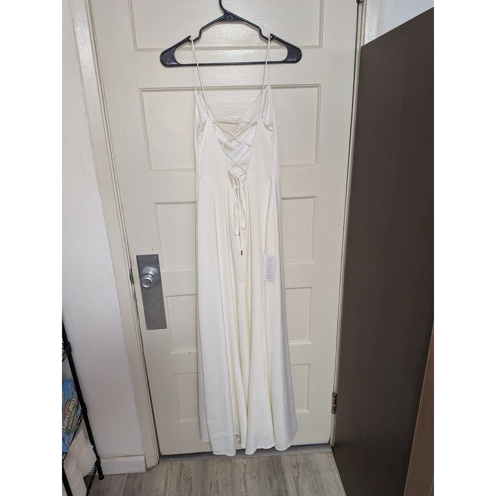 Nwt Lichi The One White Cowl Neck Lace Up Back Maxi Dress Wedding Formal Medium — image 4 of 8
